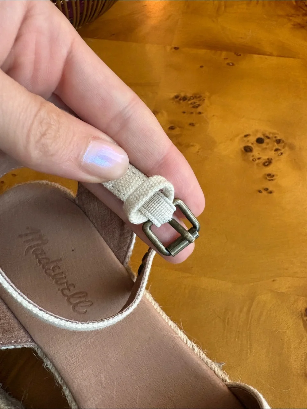 Madewell Cream Canvas Espadrille Ankle-Strap Flats